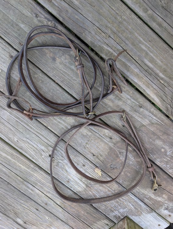 Lot of 2 Leather Adjustable Roping Reins