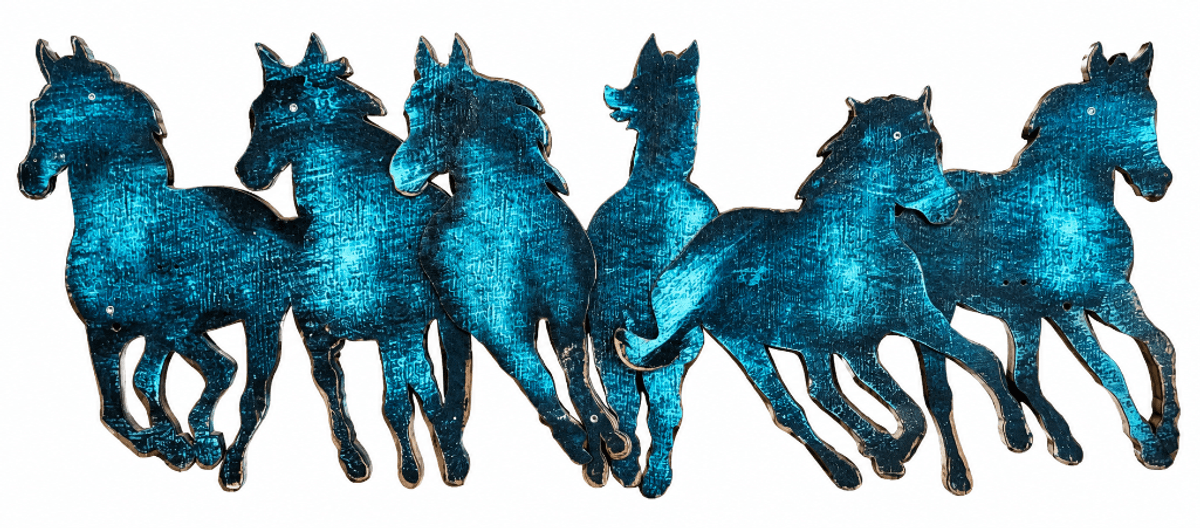 Teal Running Wooden Running Horse Wall Decor