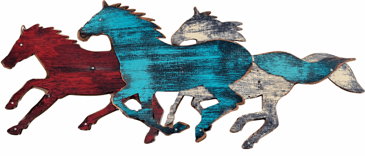 3 Wood Running Horse Cut-out