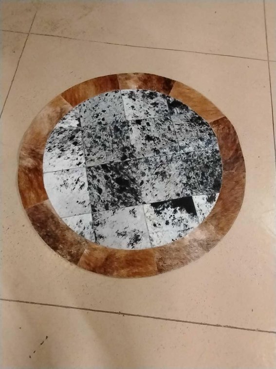 Round Patchwork Cowhide Rug