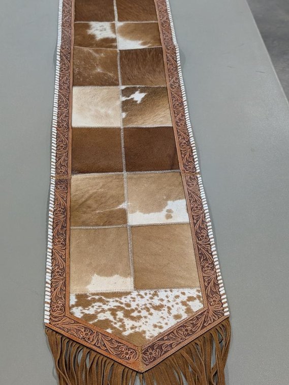 Genuine Cowhide Table Runner - Brown
