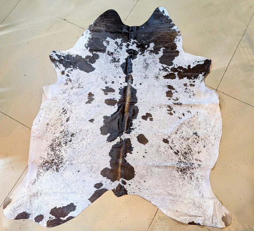 Dark Brown & White Cowhide Rug - Practically