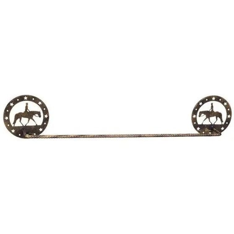 Black/Silver Towel Bar w/Quarter horse