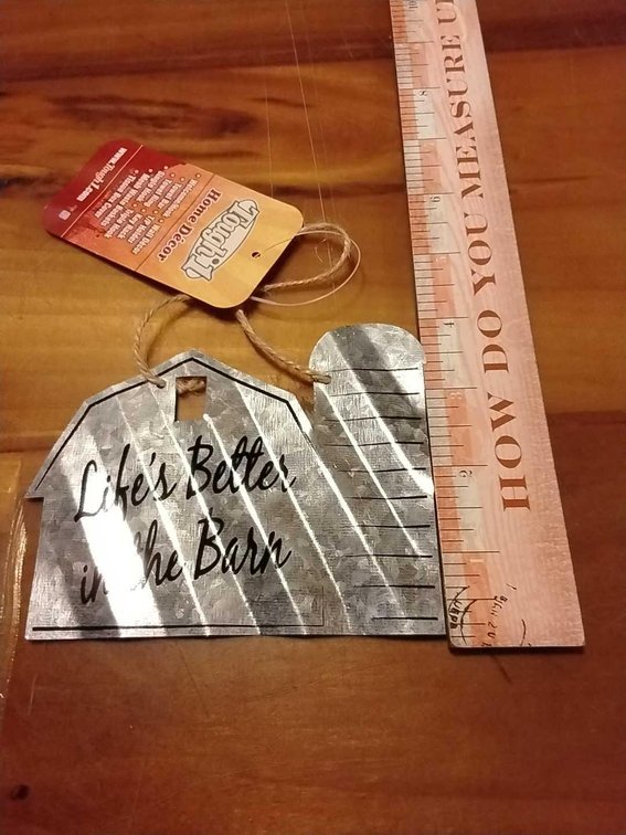 Barn Design tin ornament 4"x5"