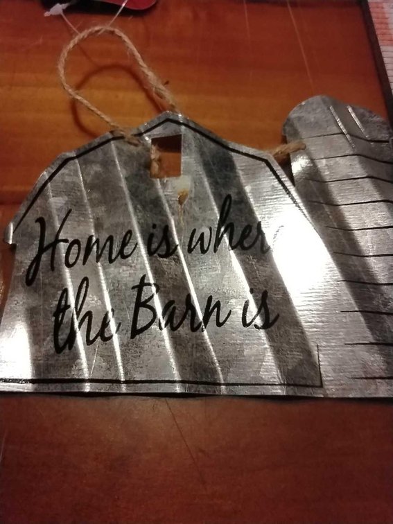Barn Design tin ornament 4"x5"
