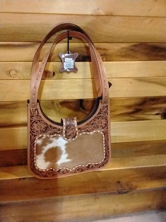 Genuine Leather Tooled Shoulder Bag
