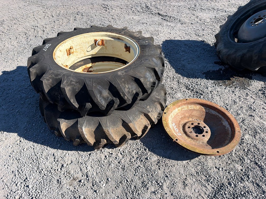 PAIR 12.4-28 TIRES & RIMS
