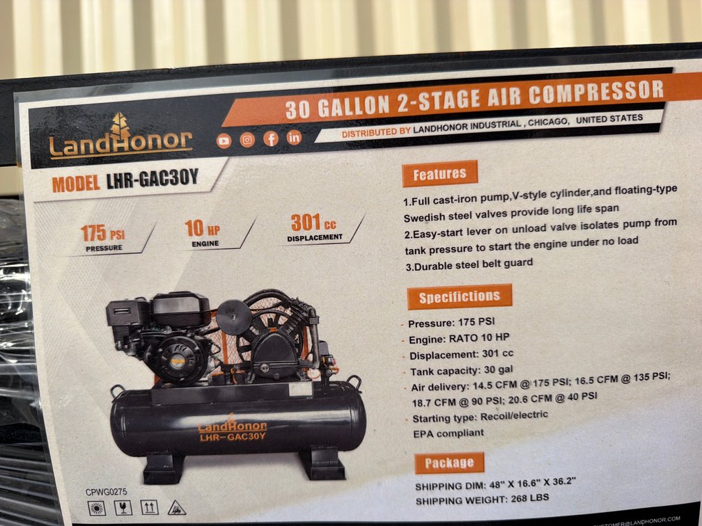 LANDHONOR 2-STAGE AIR COMPRESSOR