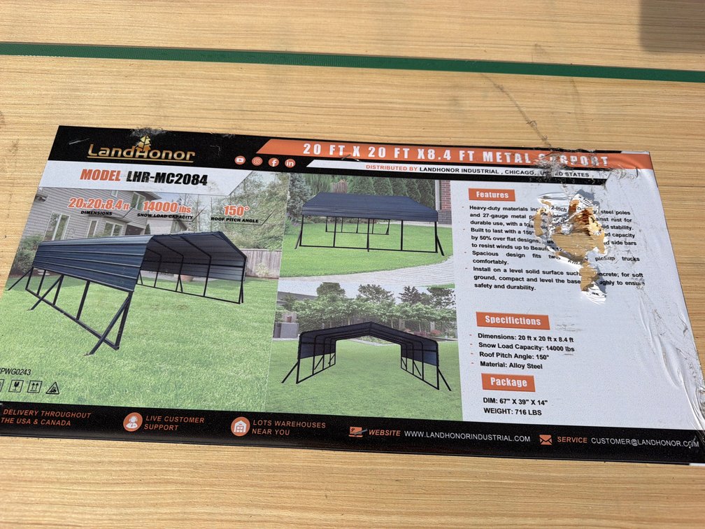 LANDHONOR 20'x20' CARPORT