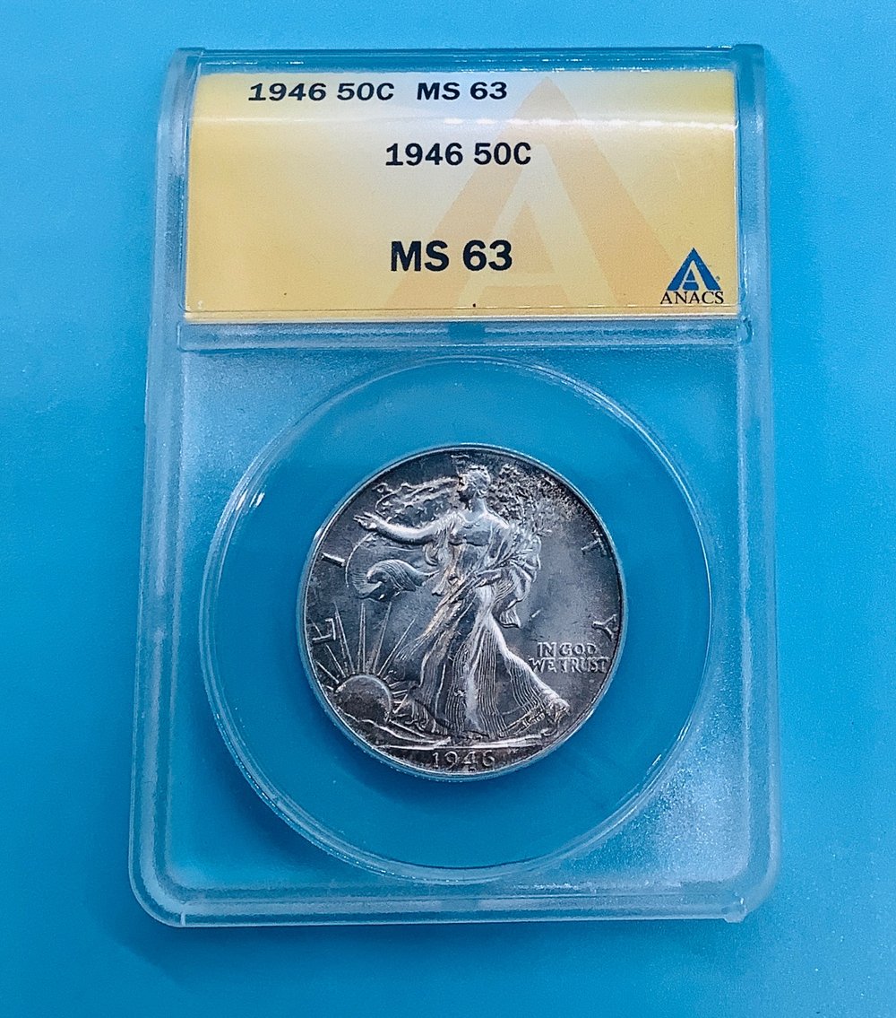 1946 Walking Liberty 50c ANACS MS63