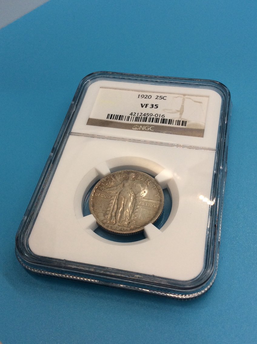 1920 Silver Standing Liberty 25c NGC VF35
