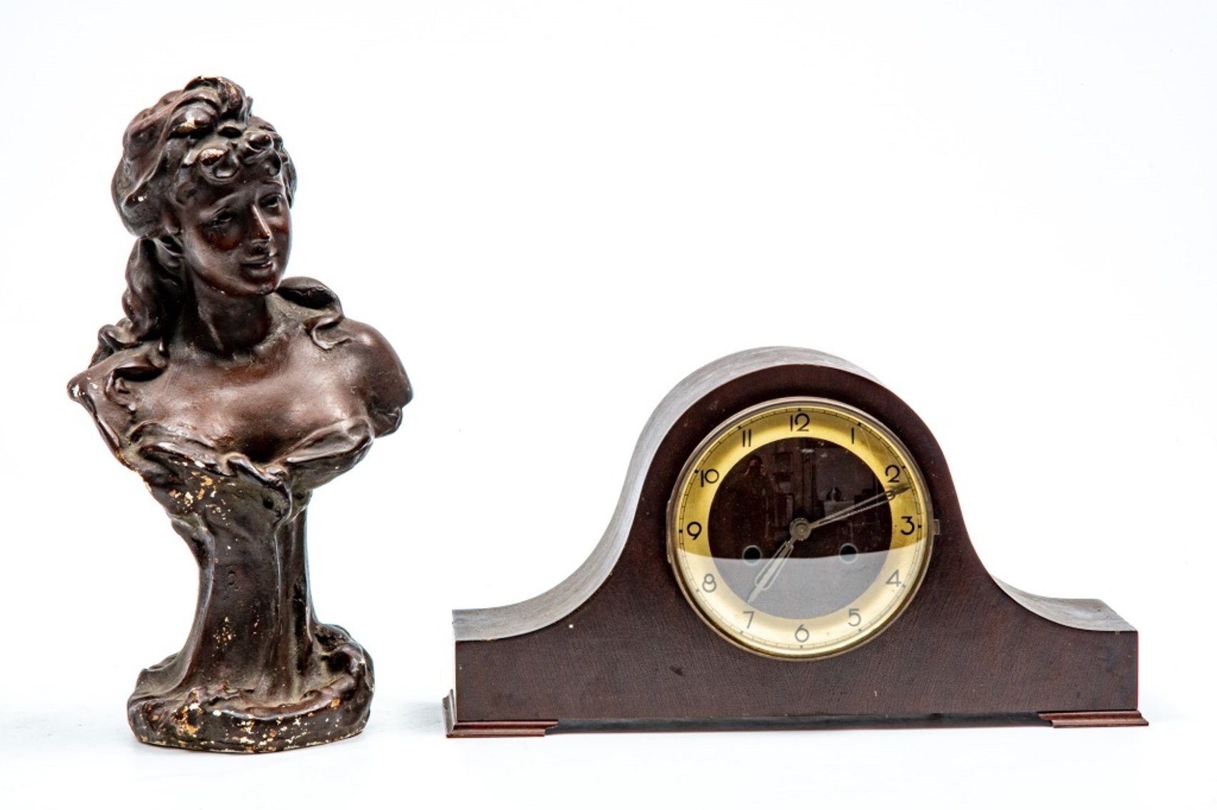 Cuckoo Clock Mfg Co Mantel Clock & Lady Sculpt.