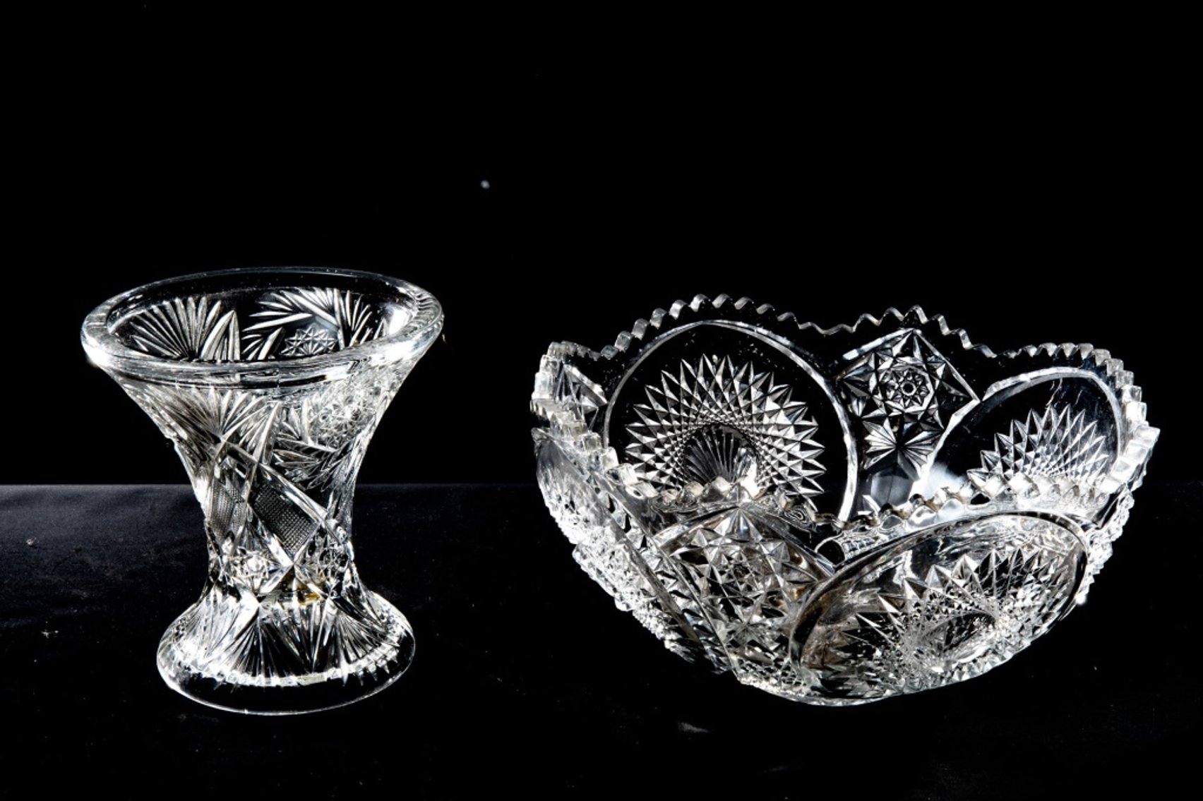 Ornate Sunburst-Patterned Glass Punch Bowl