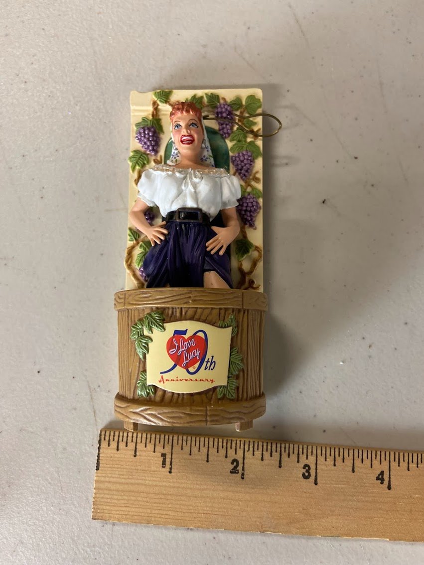 Hallmark- I Love Lucy- 50th Anniversary Lucy has grapes and a white shirt- no box