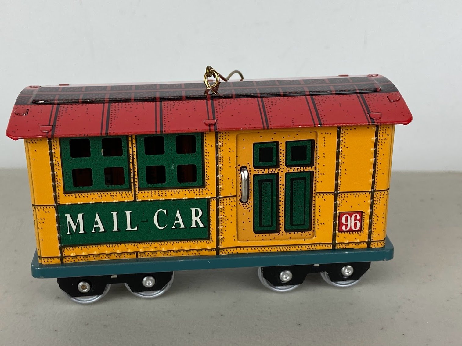 Hallmark- 1996 Yuletide Central NO. 3 -Yellow Train 1996 box Mail Car- Item NO. QX5011 no box