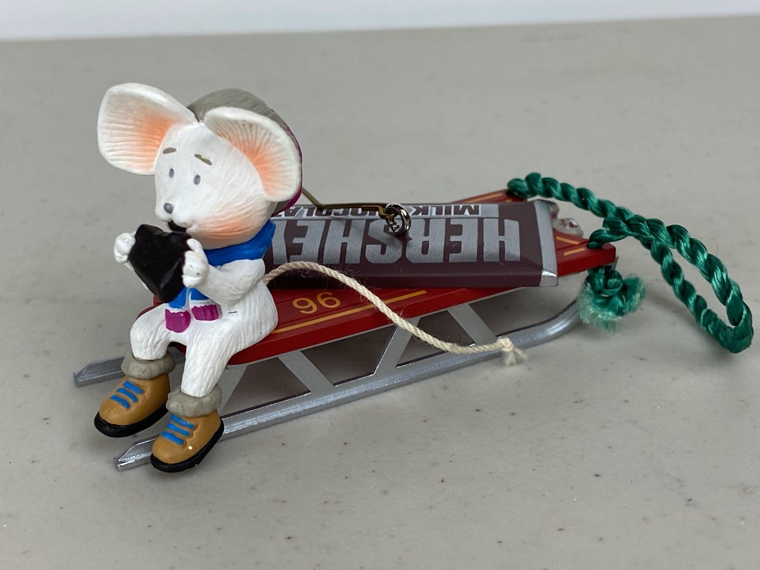 Hallmark 1996 Christmas Ornament- Chocolate Mice Snow Ski Sled- Time for A treat Hershey -no box