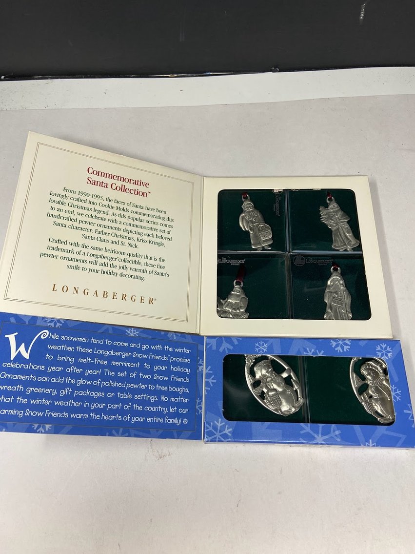 2-Set Pewter Ornaments  NO. 72800 & Santa ornaments 