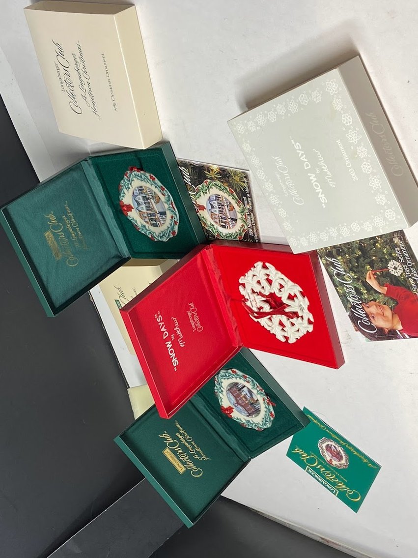 3-Collector's Club Ornaments-Longaberger University, Main St. Dresden, & Snow Days Snowflake