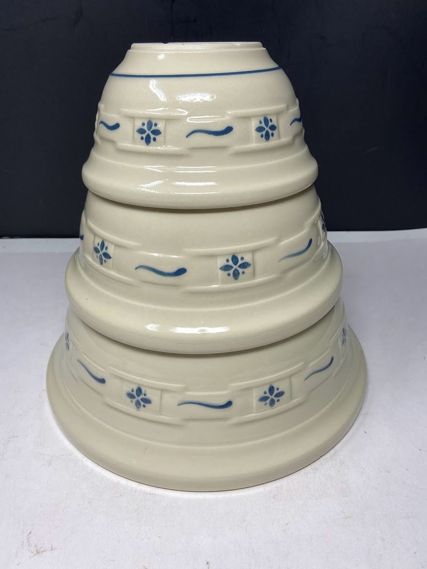 Longaberger Traditions Blue Mixing Bowl Set of 3