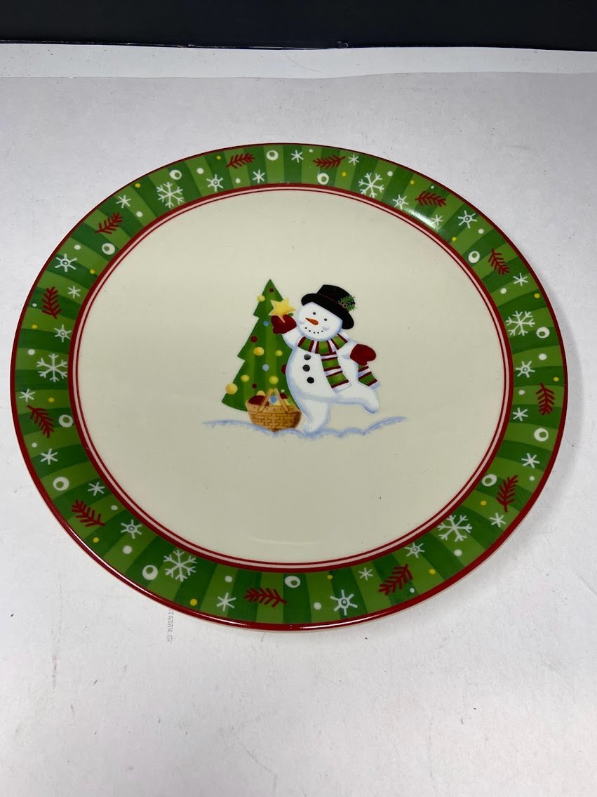 Longaberger Pottery Holiday Bluster Snowman Serving Platter