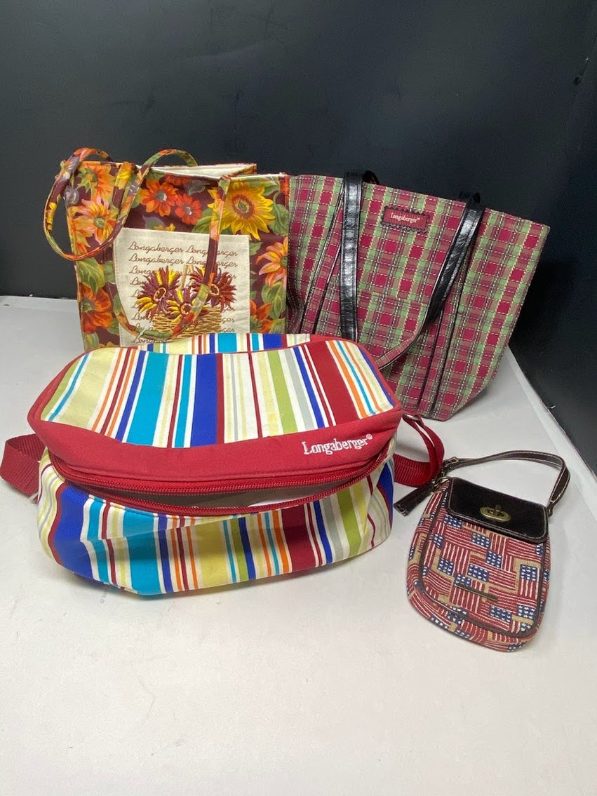 Longaberger 2-Sm totes, 1 Insulated lunch bag & small phone case