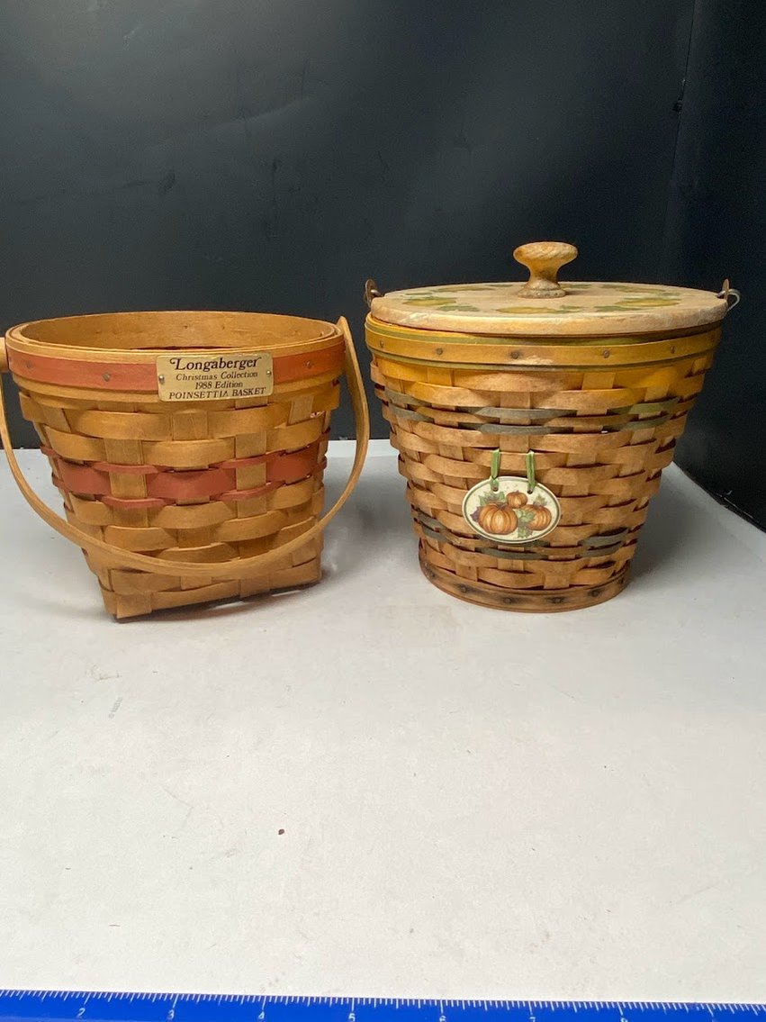 1988 Poinsettia basket & 2002 Autumn Pail 