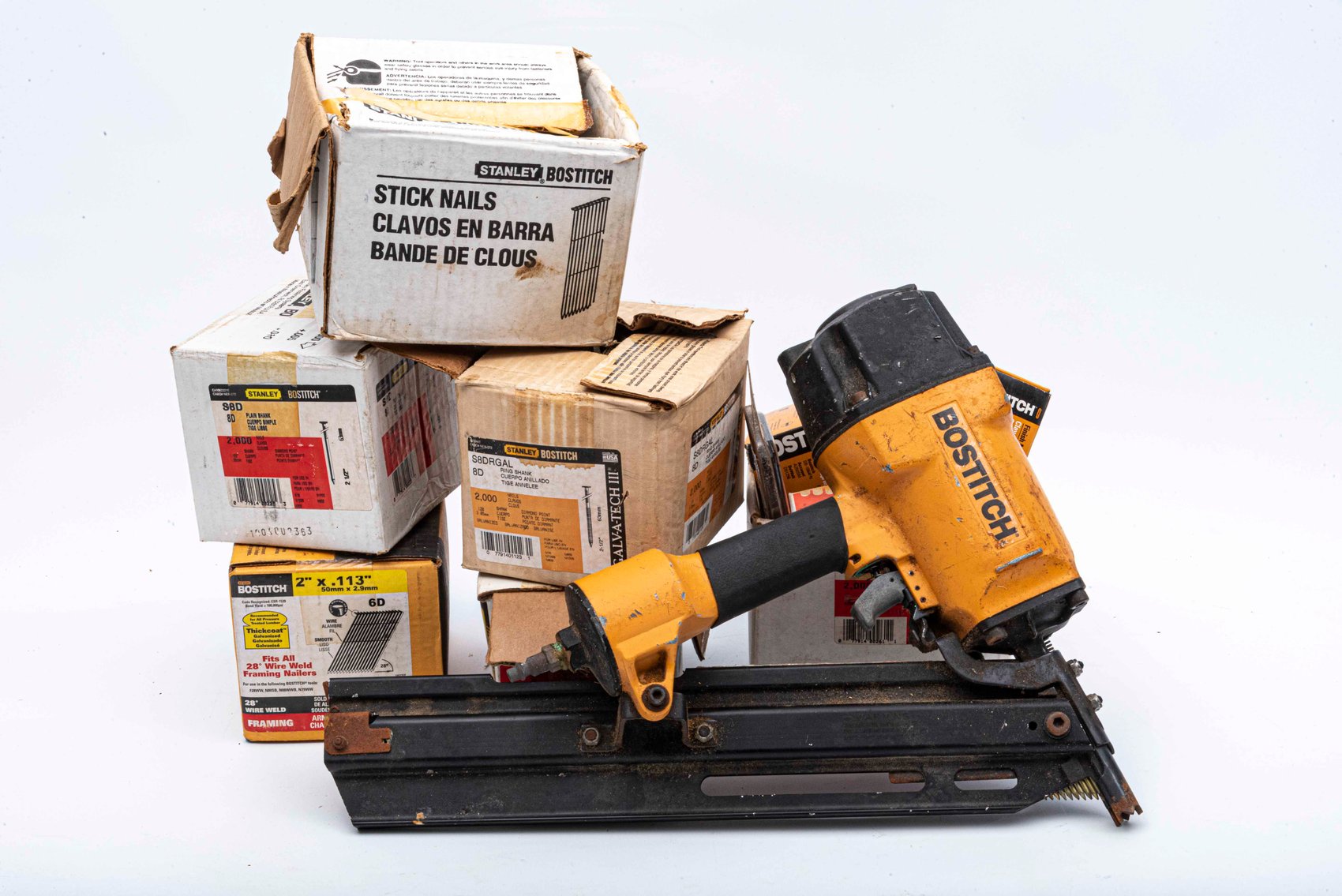 Bostick Pneumatic Nailer and carton of nails