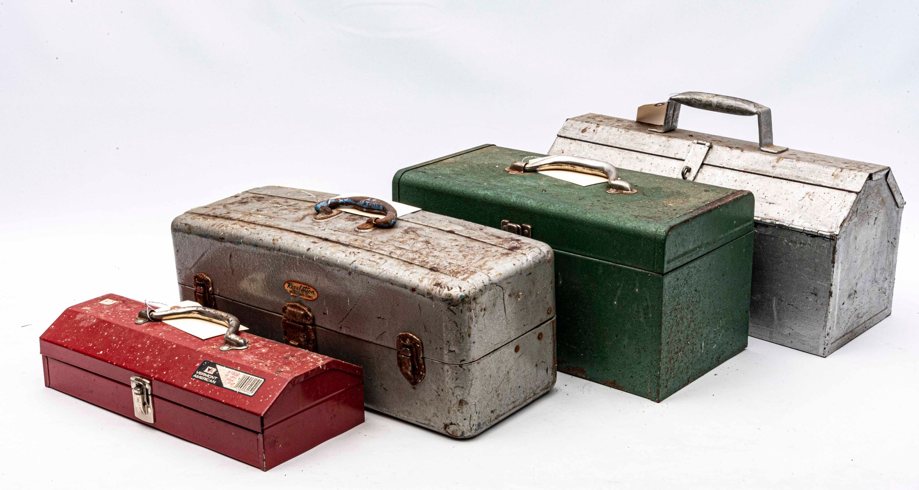 4 Vintage Metal Tool Boxes