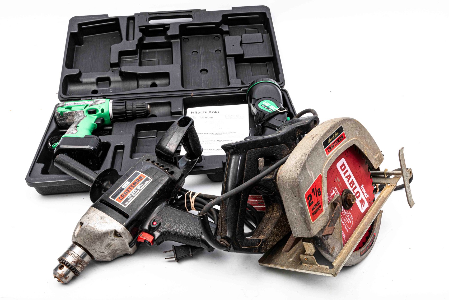 Hitachi Cordless drill & flashlight and more