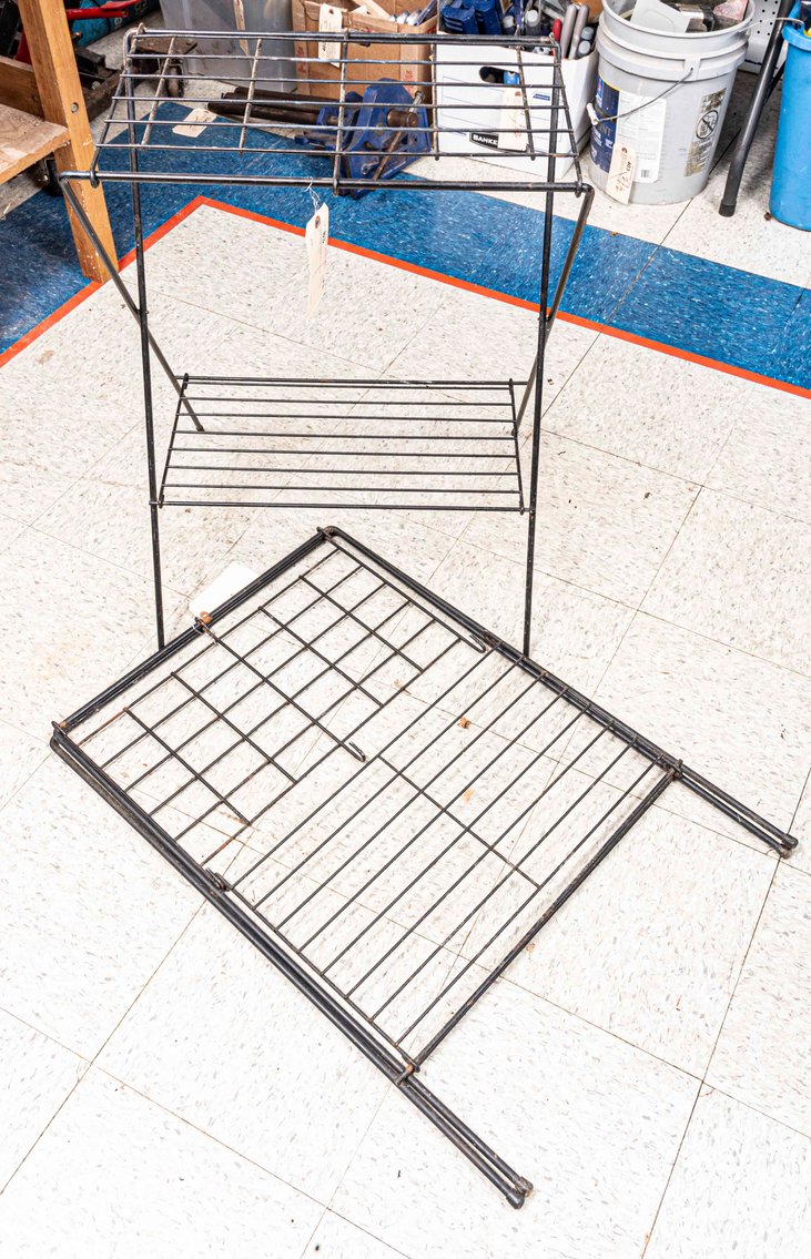 2 Black Metal Folding Garden Shelves