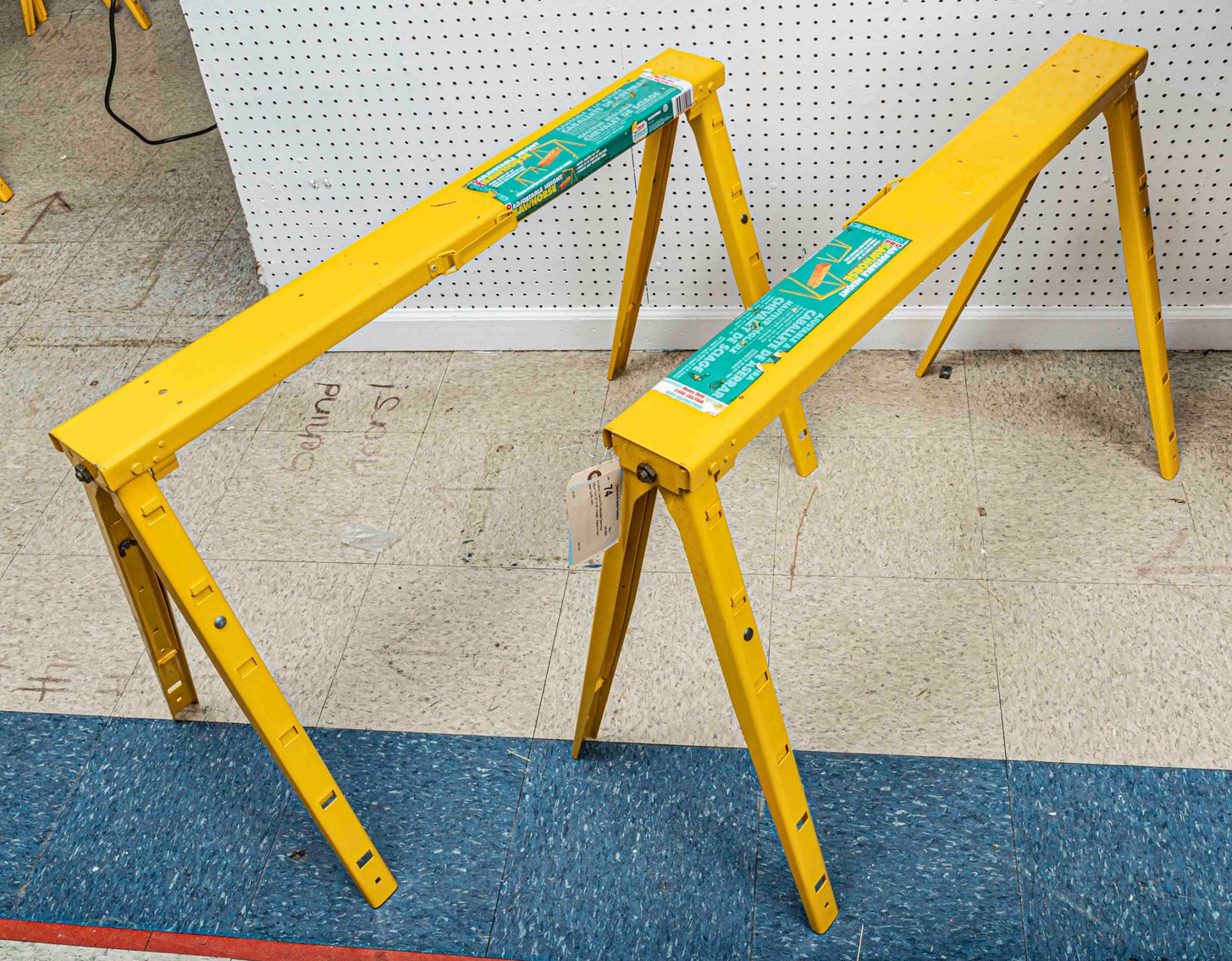 2 Yellow Crawford Pro Adjustable Sawhorses