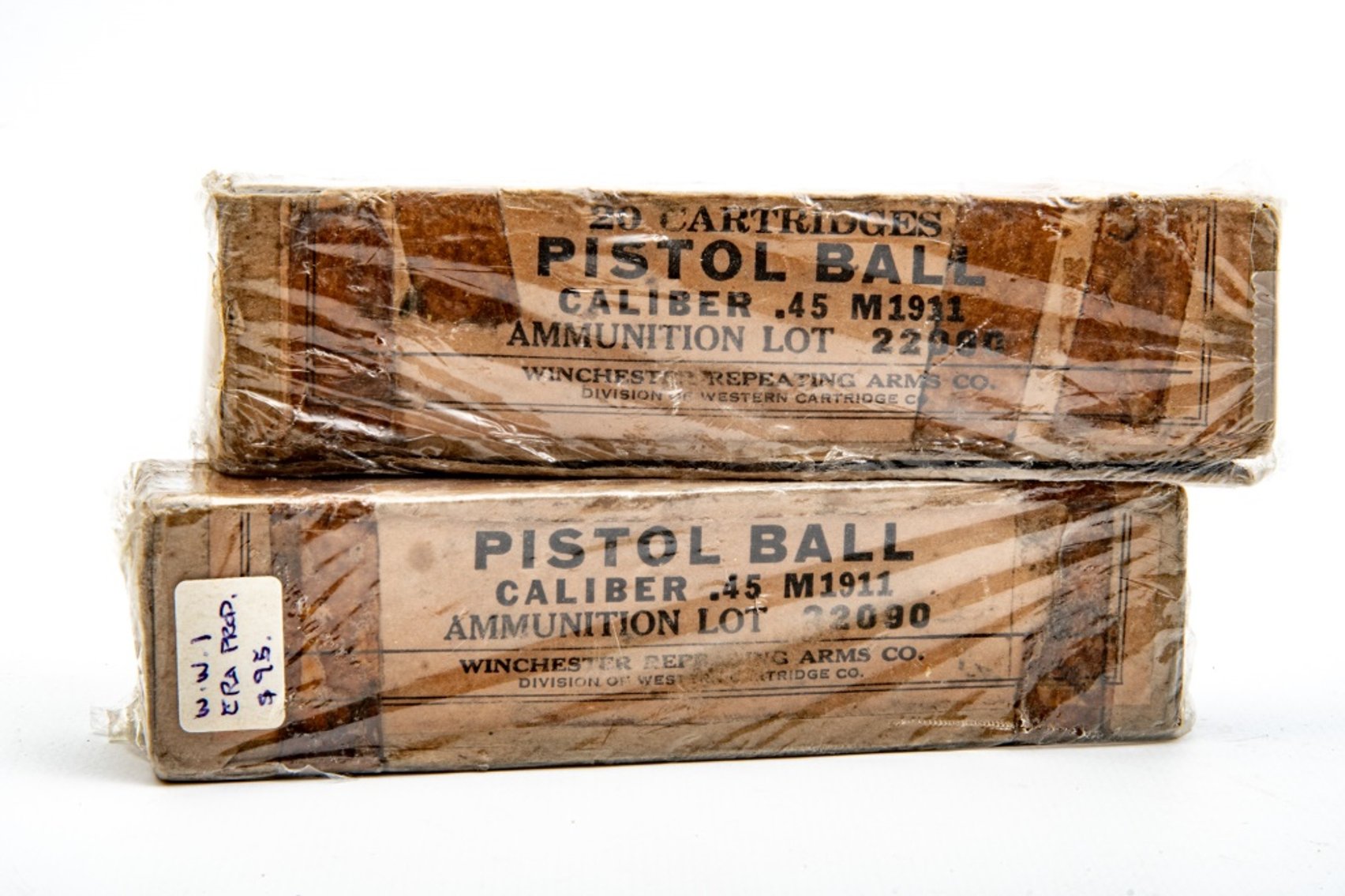 Two- WWI .45ACP by Winchester Ammo In Orig. Boxes
