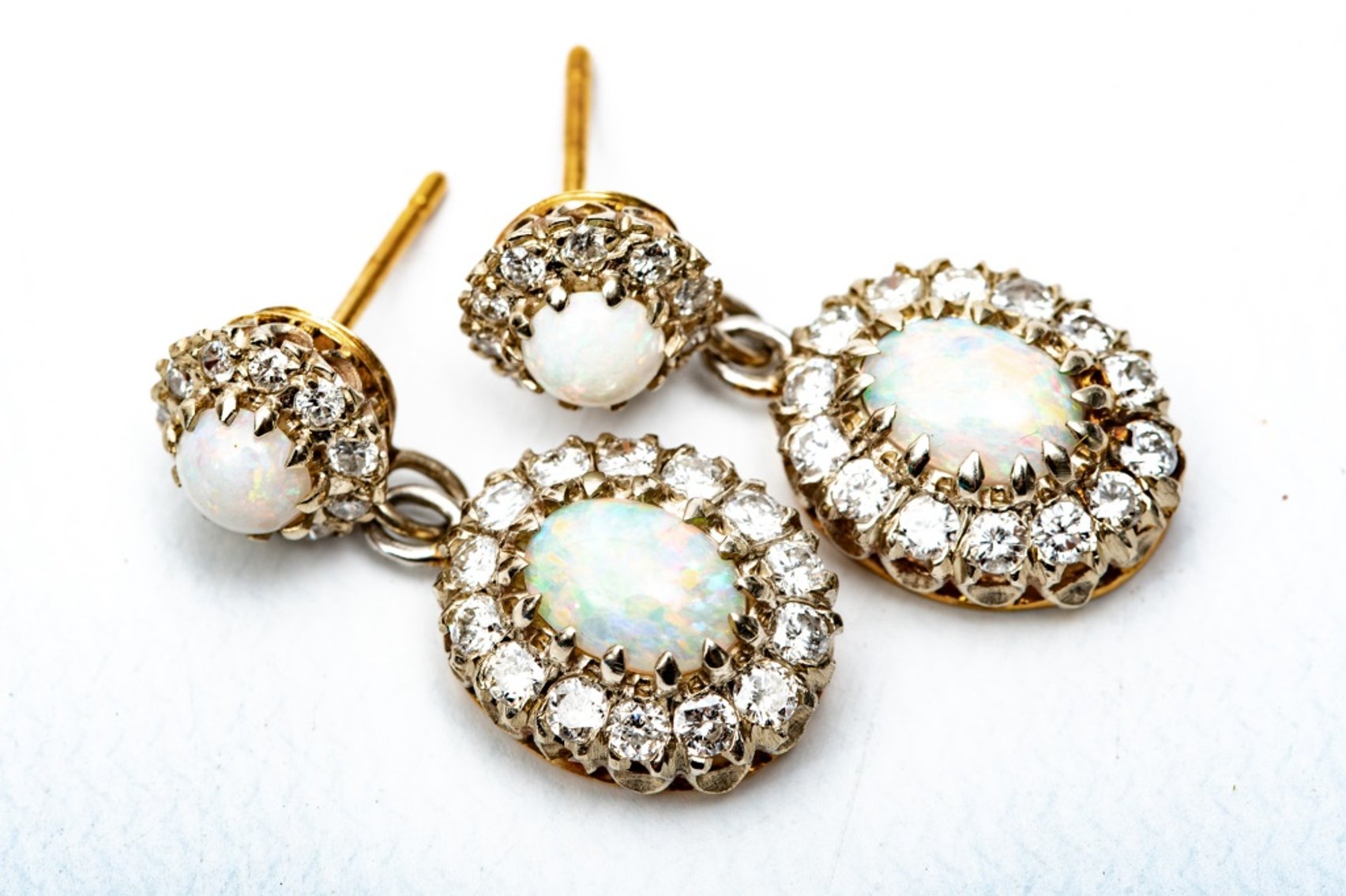 Opal Drop Earrings With Diamond Surrounds