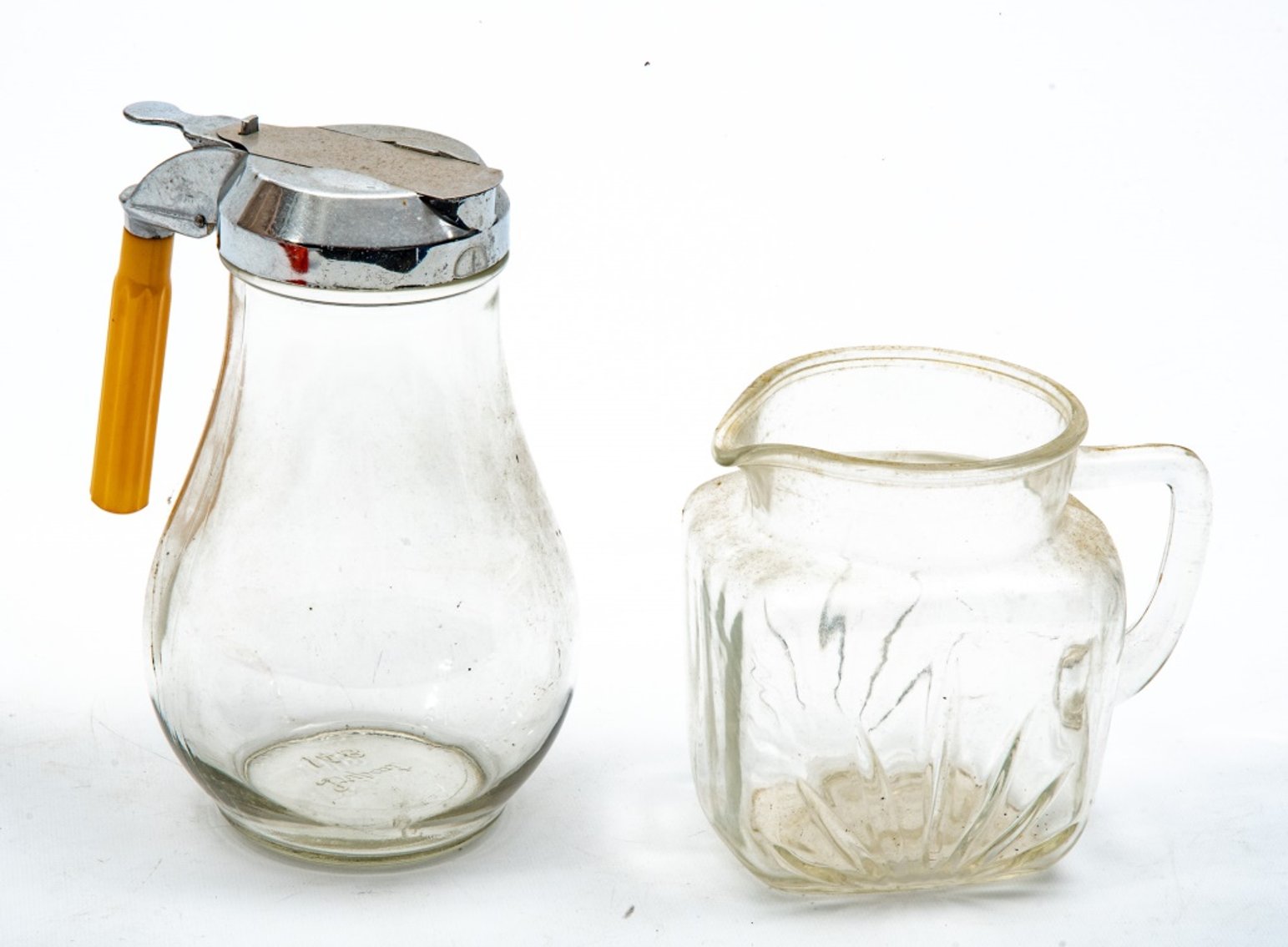 Glass Pitcher & Dripout Syrup Pitcher