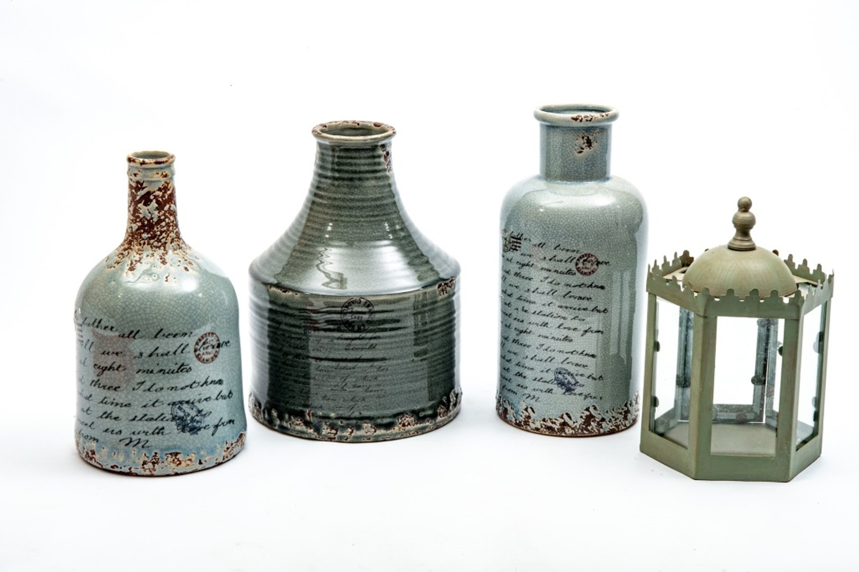 Decorative Grey Vases & Small Lantern Box
