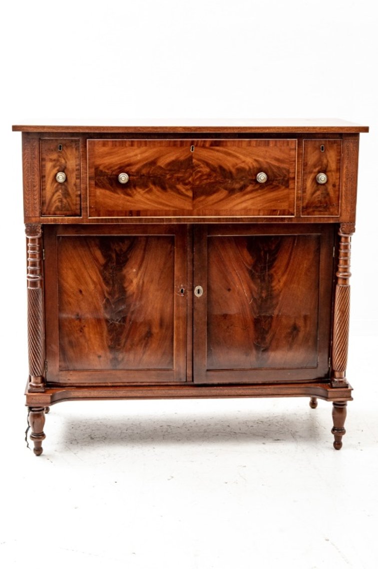 Absolutely Beautiful Flame Mahogany Empire Drop Front Butler Chest