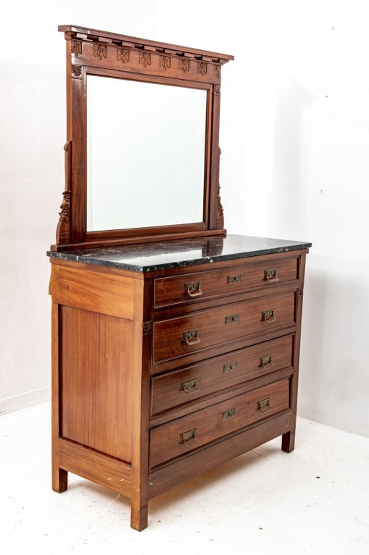 4-Drawer Vanity Dresser with Black Granite Top