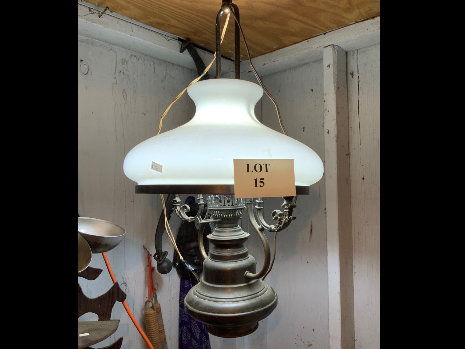 Milk Glass Hanging Lamp