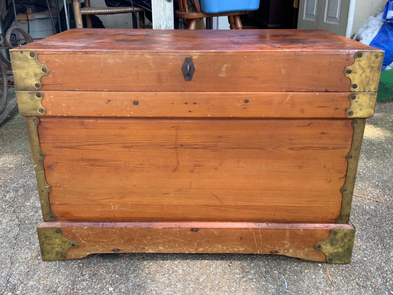 Pine Chest With Brass Corners