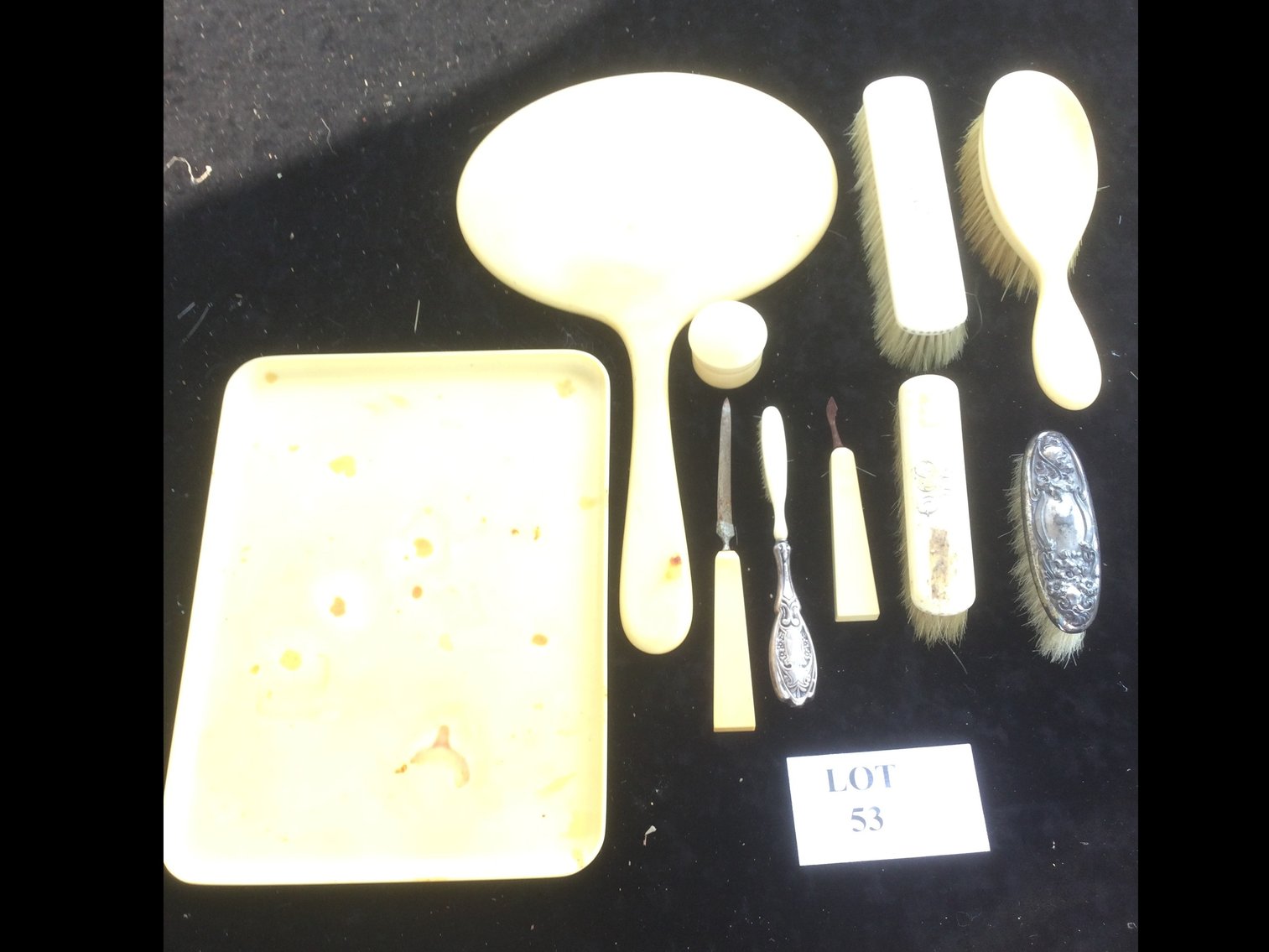 Celluloid and Sterling Silver Dresser Items
