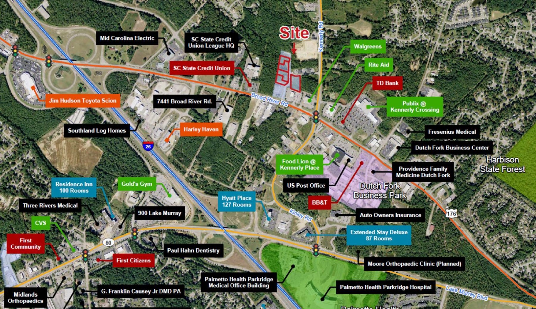 Image for Irmo, SC: 3 Commercial Lots Totaling 2 Acres at 7448 Broad River Rd, Irmo, SC 29063 (Richland County)