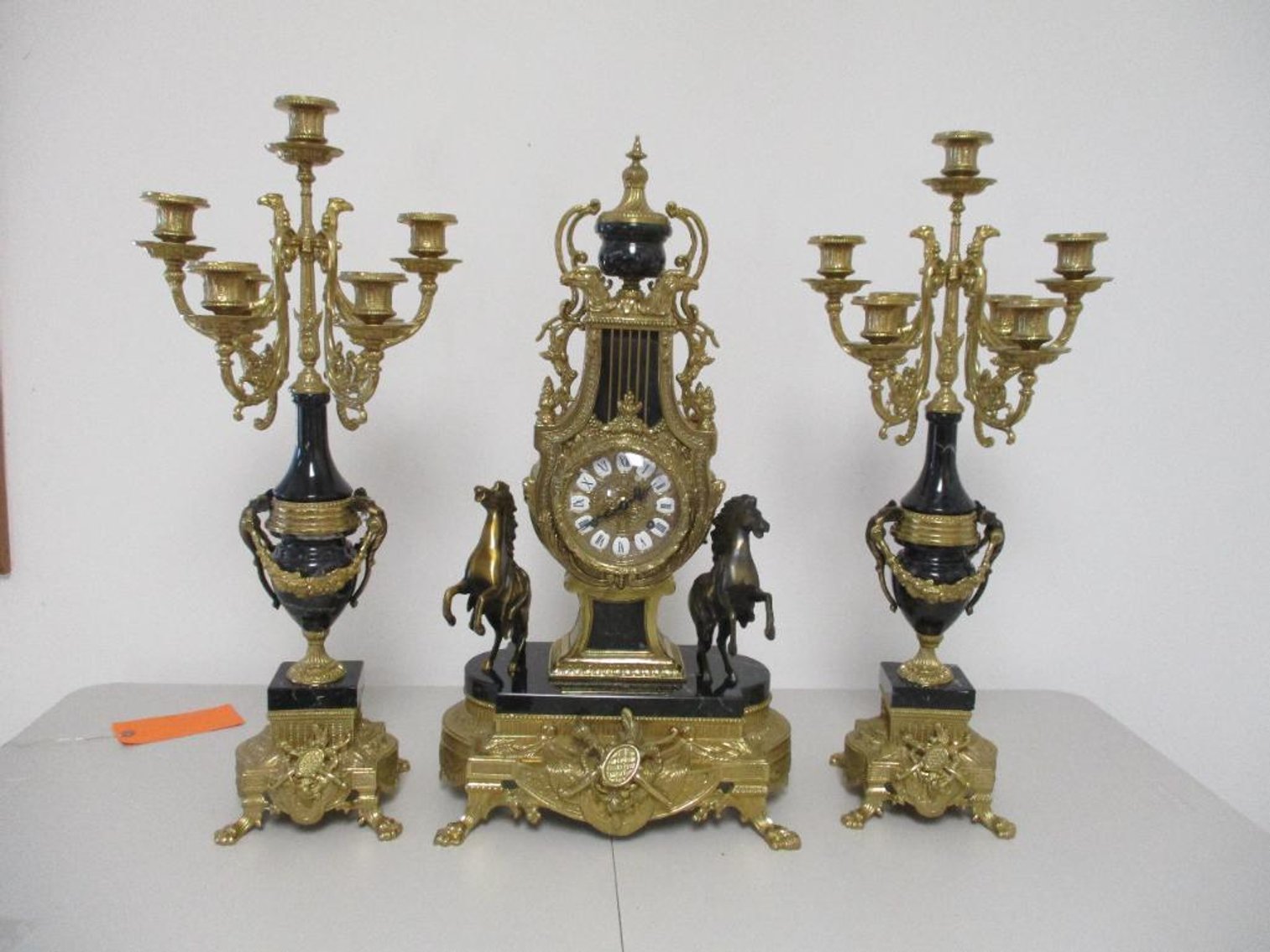 Three Piece Marble Clock Set