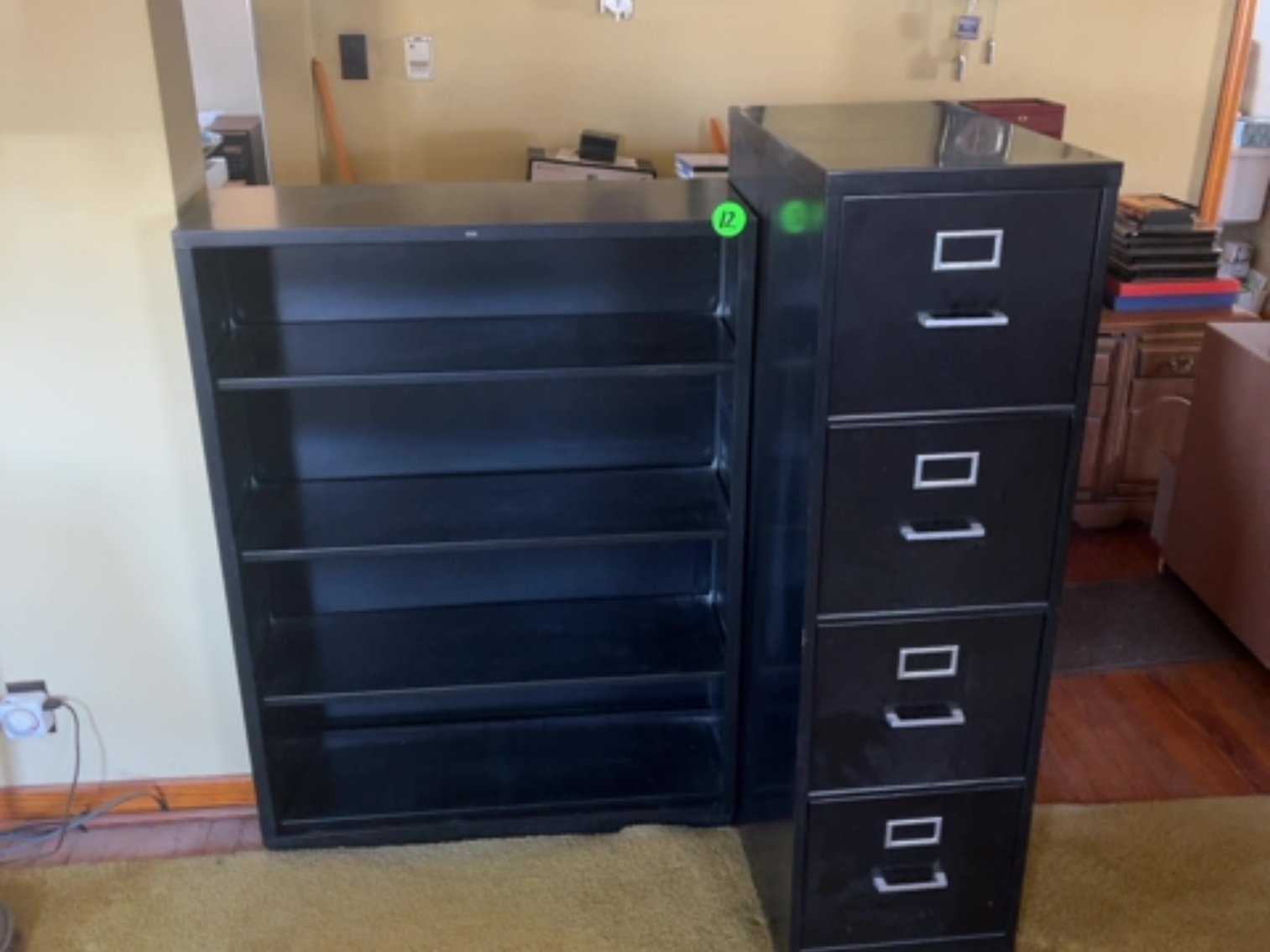 Metal Bookcase and File Cabinet