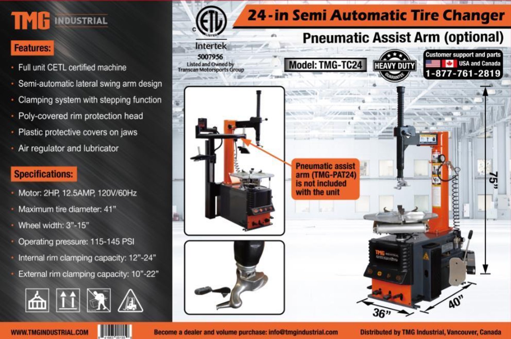 2HP Semi Automatic Tire Changer (H)