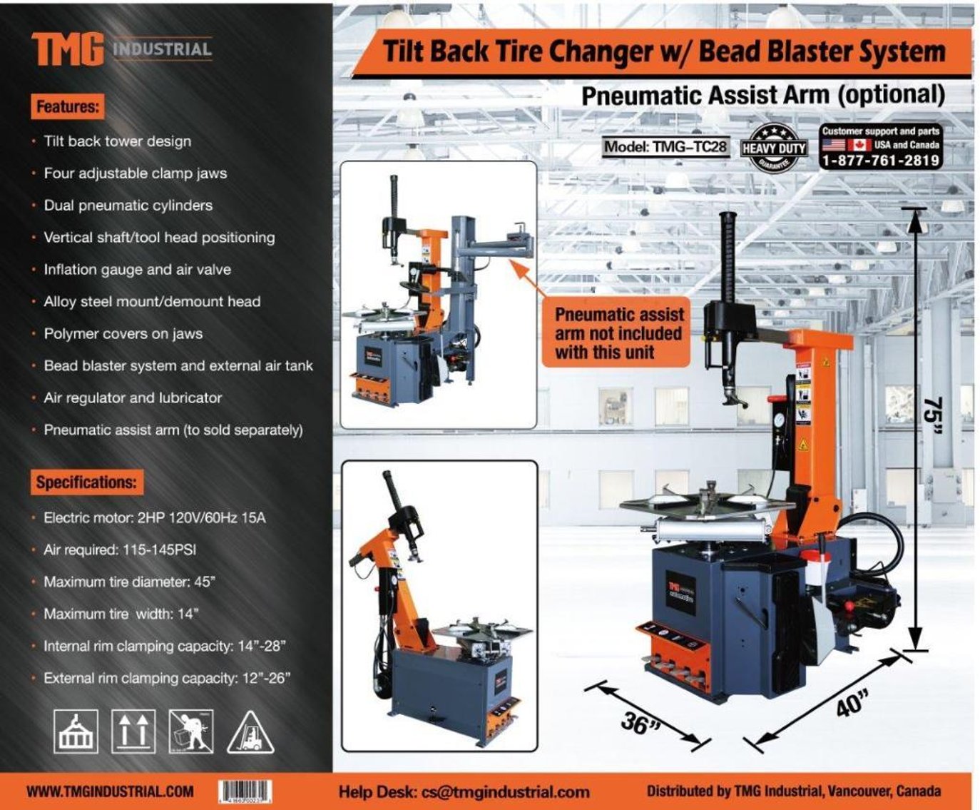 Tilt Back Tire Changer with Bead Blaster (H)