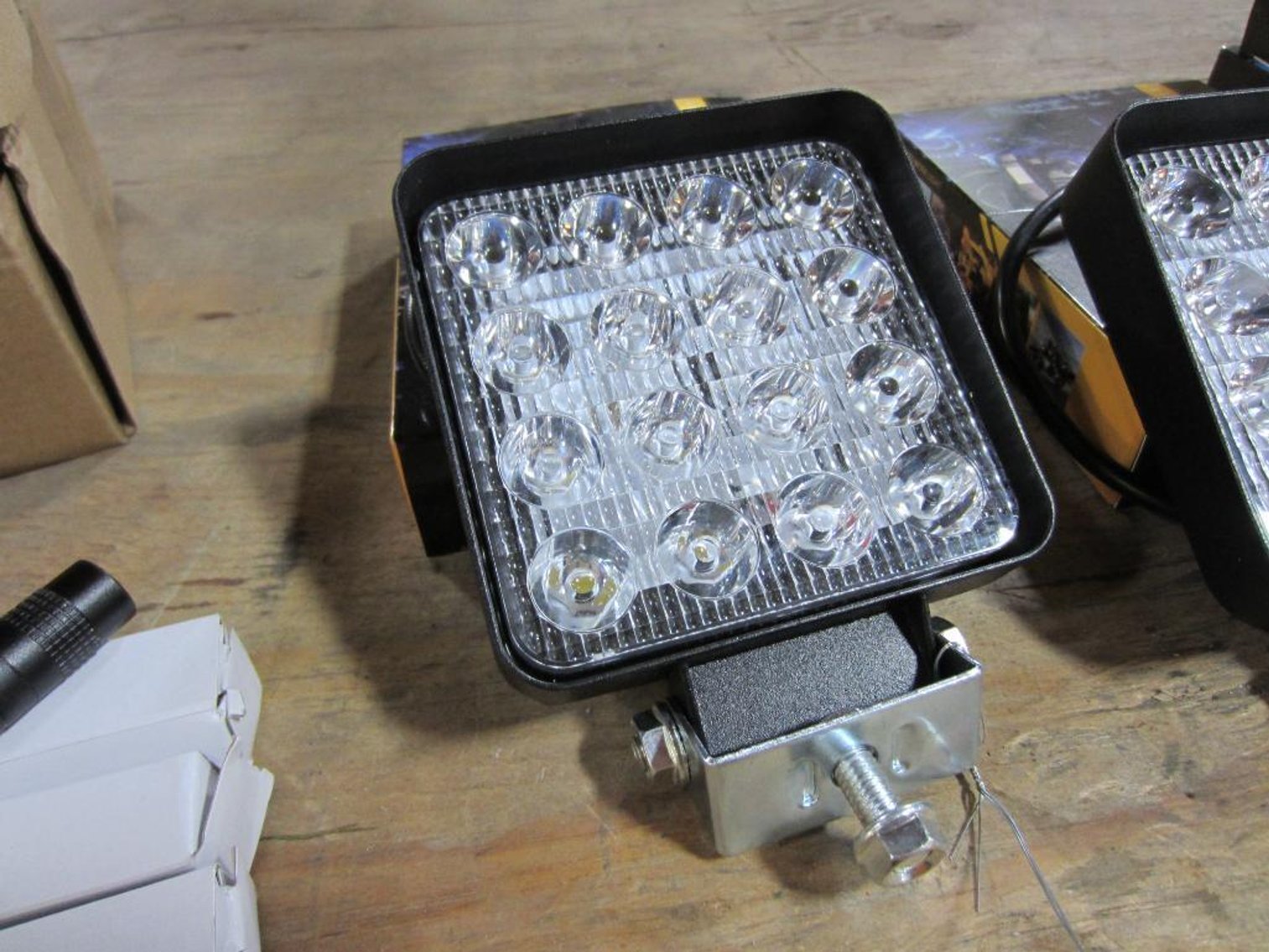 (2) LED Work Lights 4" Square with Mounting Brackets (PR12)