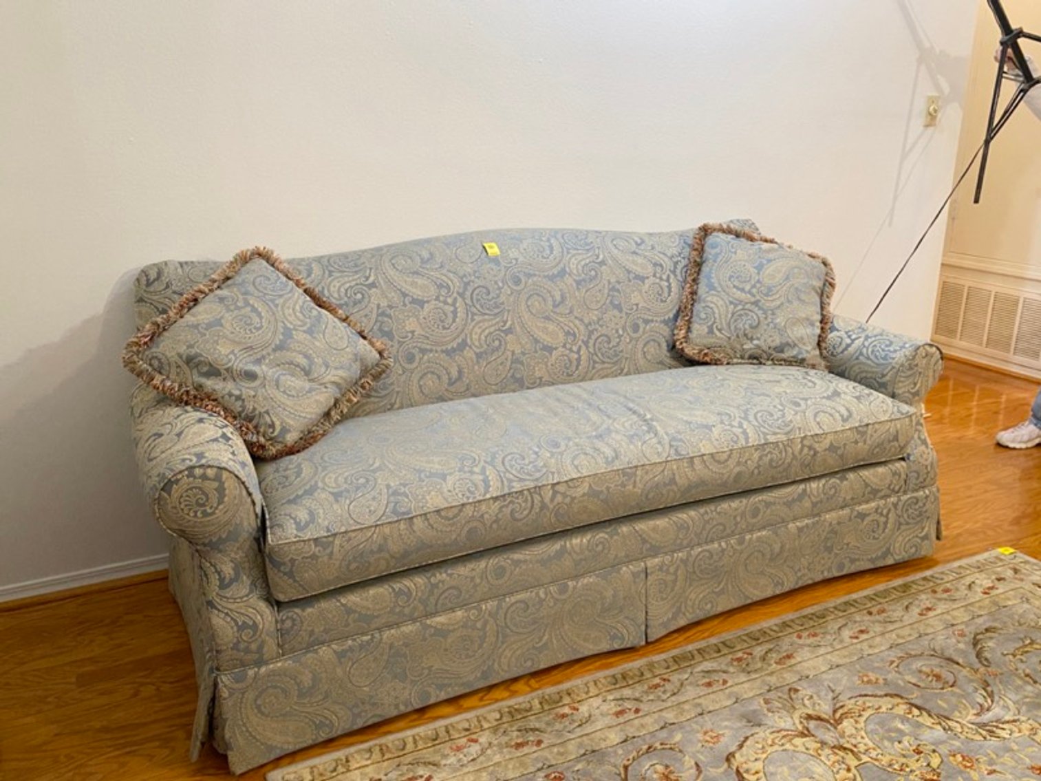 1: Norwalk Barton Sofa with Paisley Damask Fabric