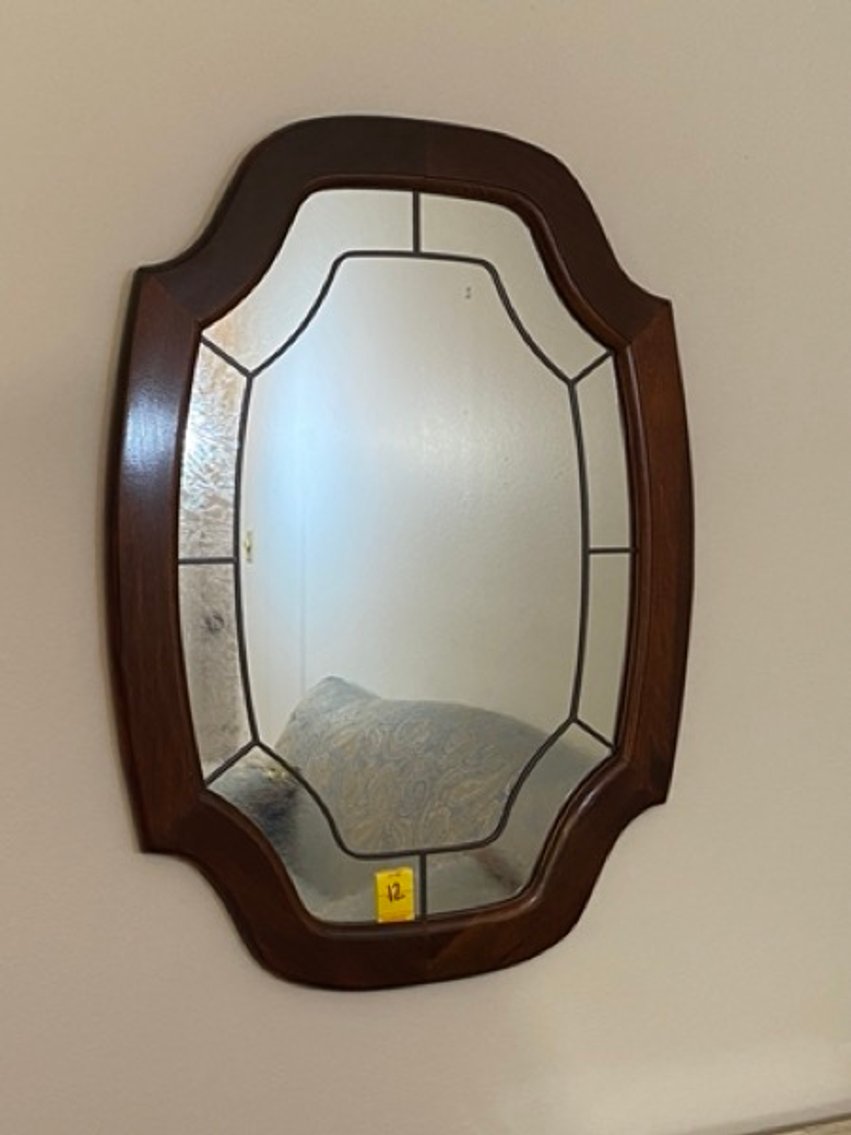 1: Solid Wood Oval Wall Mirror with Wood Fretting