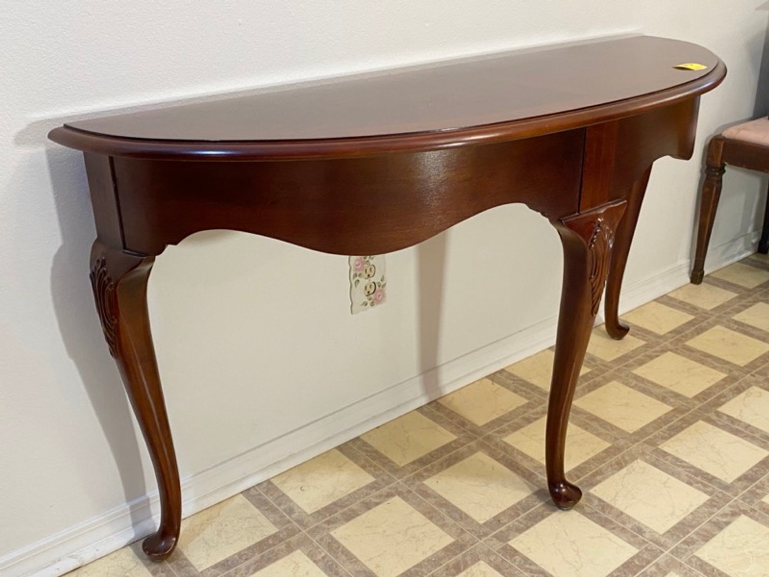 6: Cherry Sofa Table, Semi-Circle, Queen Anne Legs