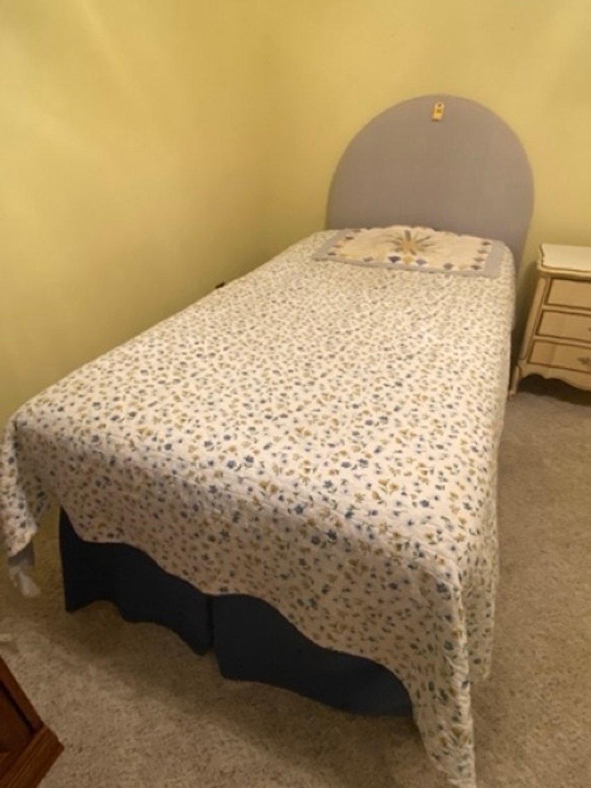 8: Twin Bed with Upholstered Headboard and Mattress